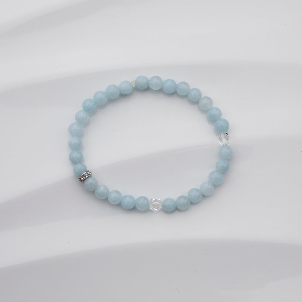 Bracelet de pierre aquamarine de couleur bleu clair