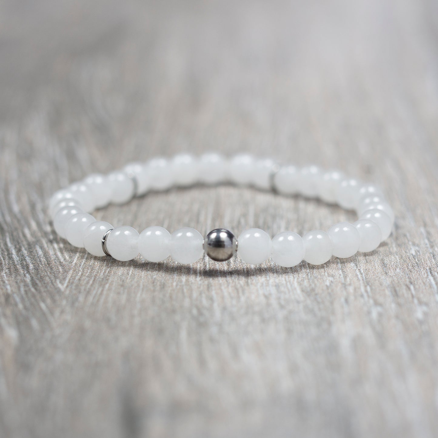 Bracelet Blanc de blanc pierre de jade - Ovie Bijoux