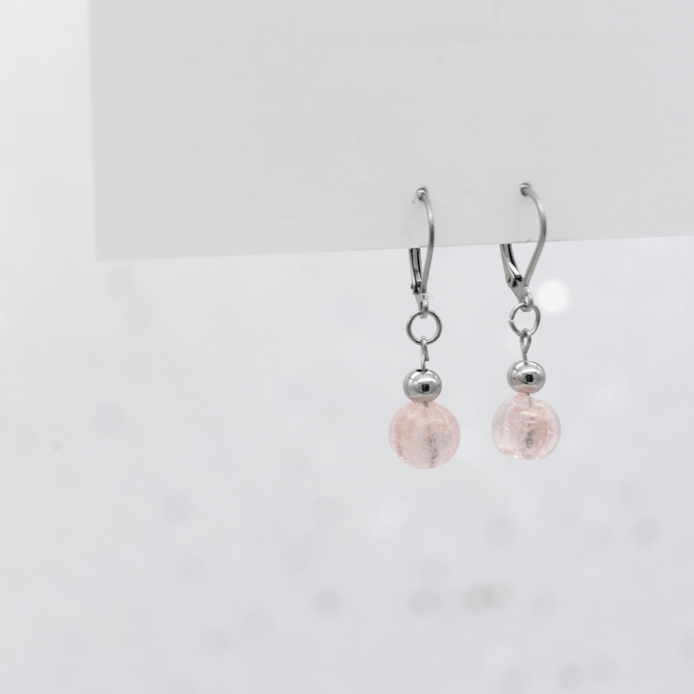 Boucles d’oreilles en verre rose - Arianne - Ovie Bijoux