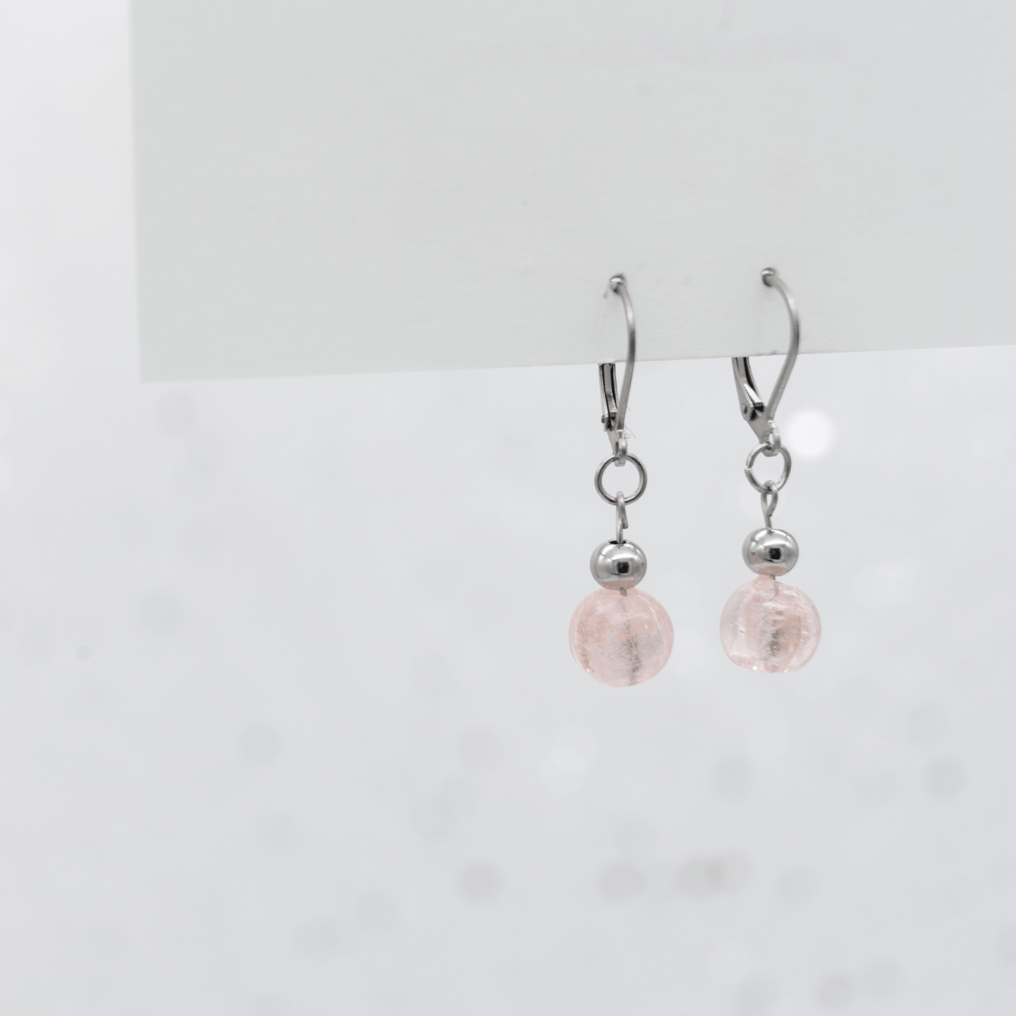 Boucles d’oreilles en verre rose - Arianne - Ovie Bijoux