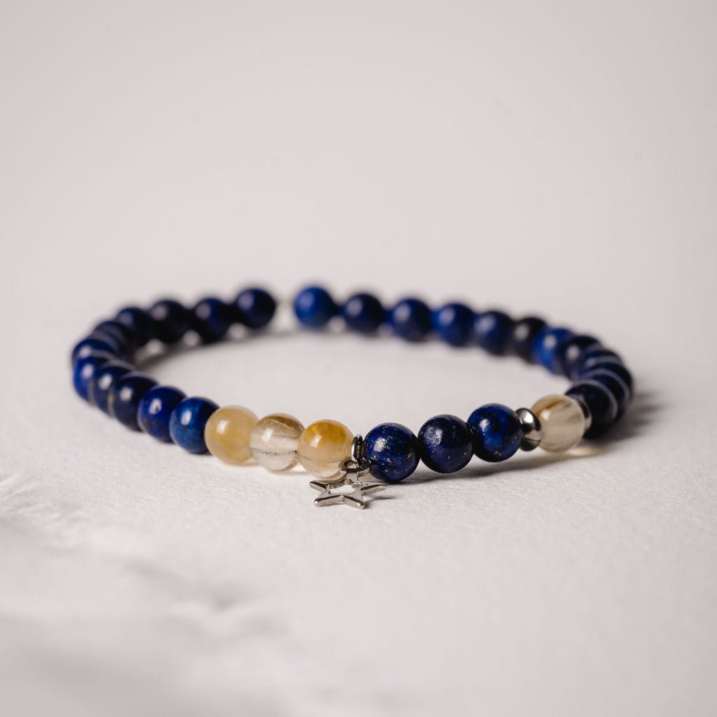 Bracelet en lapis-lazuli et citrine naturelle – Noctis - Ovie Bijoux