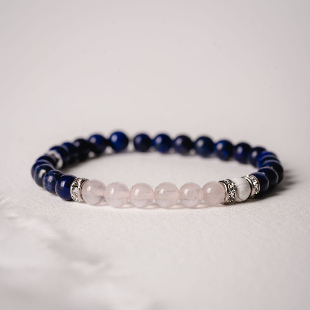 Bracelet Iséa en lapis-lazuli, quartz rose et howlite