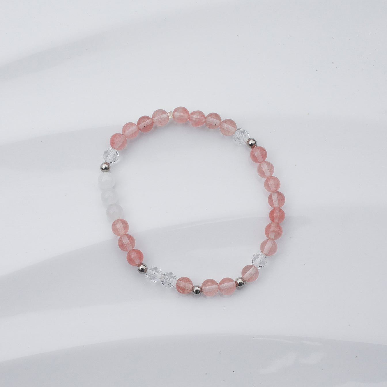 Bracelet de quartz rose et de jade blanc