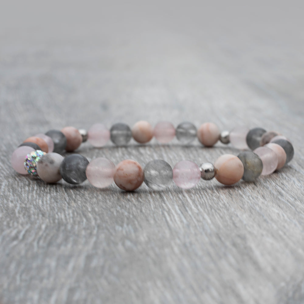 Bracelet de plusieurs couleurs de quartz rose et gris